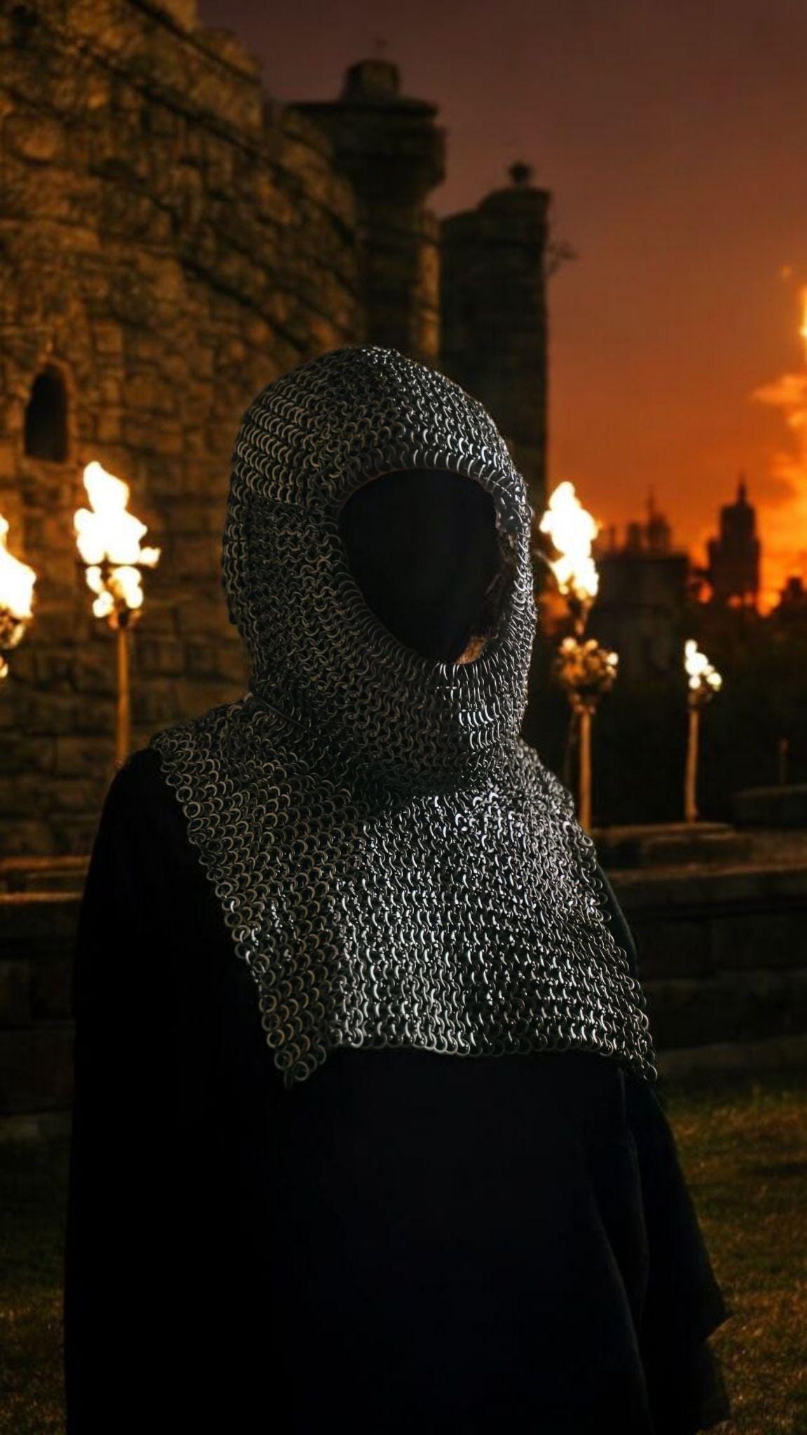 Medieval Coif, Reenactment chainmail coif, Maille coif for Reenactment