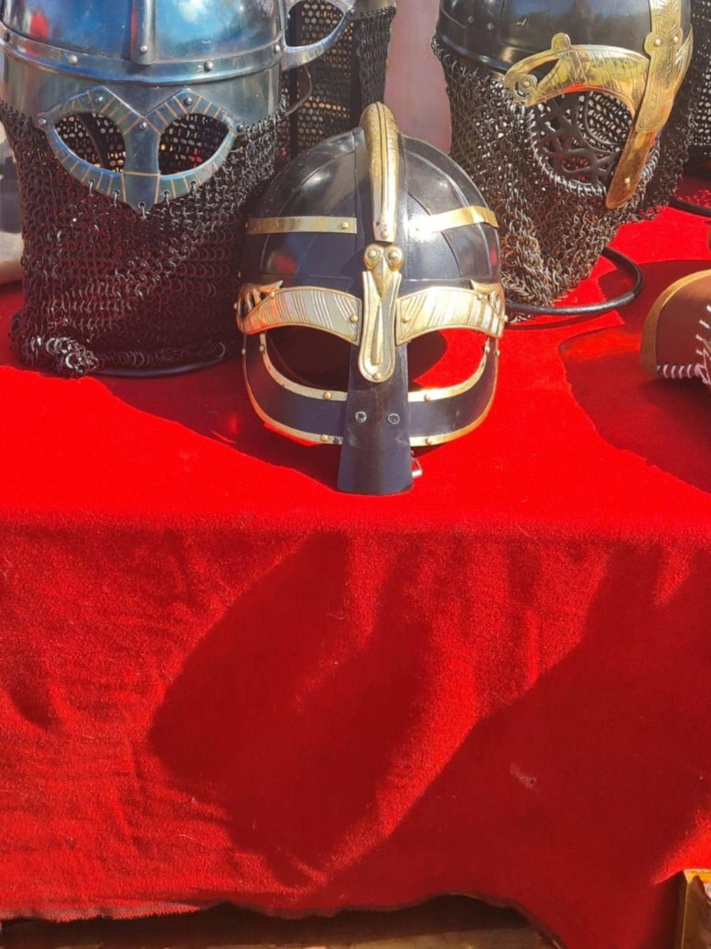 Viking Vendel Helmet, Brass Vendel Helmet for Medieval Reenactment