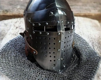 SCA Medieval Bascinet, Medieval Knight Helmet for SCA and Reenactment