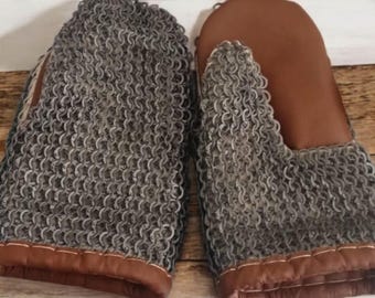 Medieval Maille gloves, medieval combat gloves for reenactment, medieval mitts
