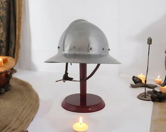 Kettle helmet, solid steel medieval kettle helmet for reenactment
