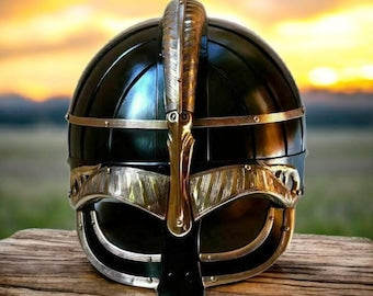 Viking Vendel Helmet, Brass Vendel Helmet for Medieval Reenactment