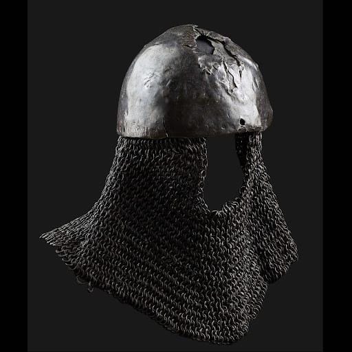 Medieval Cervelliere helmet, steel skull cap for medieval reenactment, battle ready helmet