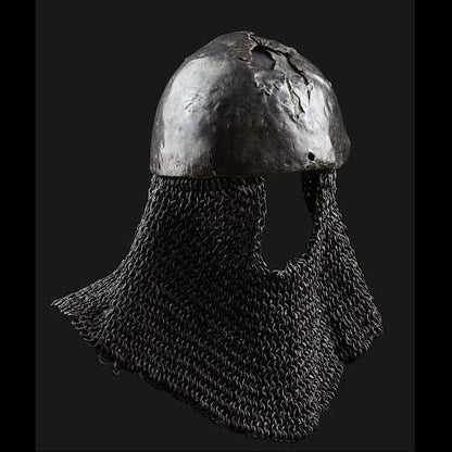 Medieval Cervelliere helmet, steel skull cap for medieval reenactment, battle ready helmet