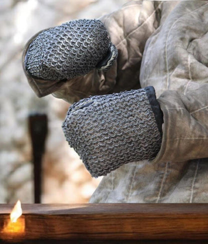 Medieval Maille gloves, medieval combat gloves for reenactment, medieval mitts