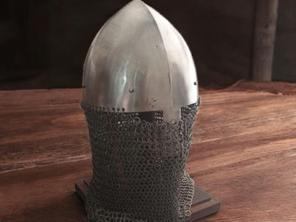Conical Medieval Helmet, Nasal Helmet for Viking Reenactment, Saxon Norman helmet