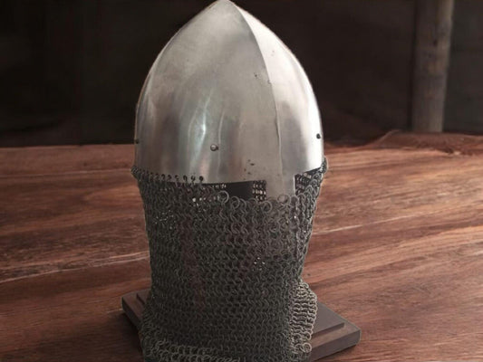 Conical Medieval Helmet, Nasal Helmet for Viking Reenactment, Saxon Norman helmet