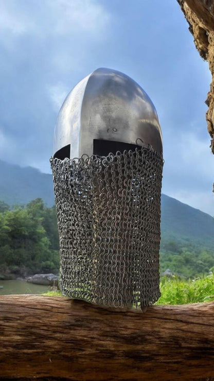 Conical Medieval Helmet, Nasal Helmet for Viking Reenactment, Saxon Norman helmet
