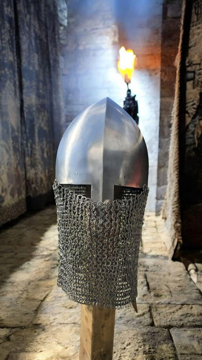 Conical Medieval Helmet, Nasal Helmet for Viking Reenactment, Saxon Norman helmet