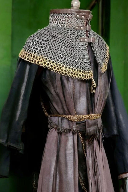 Maille Collar, Bishops Mantle, Medieval Rivited Maille collar 9mm rings for Reenactment, brass rings