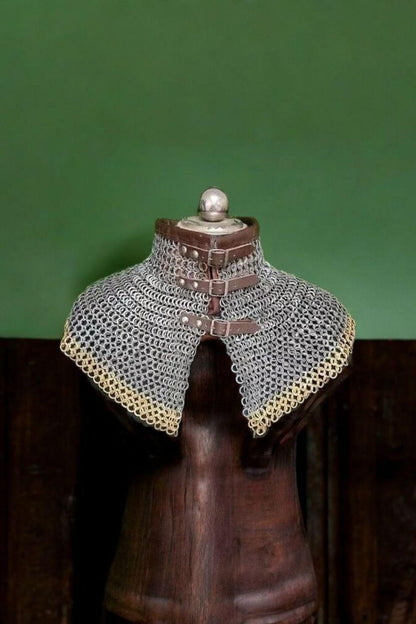 Maille Collar, Bishops Mantle, Medieval Rivited Maille collar 9mm rings for Reenactment, brass rings