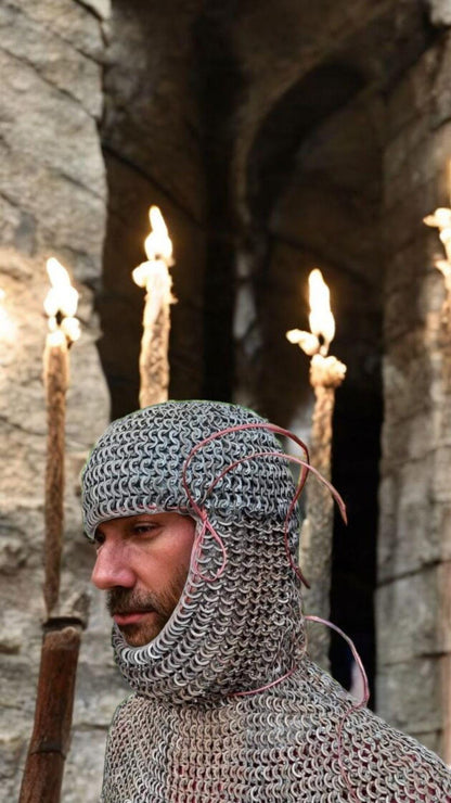 Medieval Coif, Reenactment chainmail coif, Maille coif for Reenactment