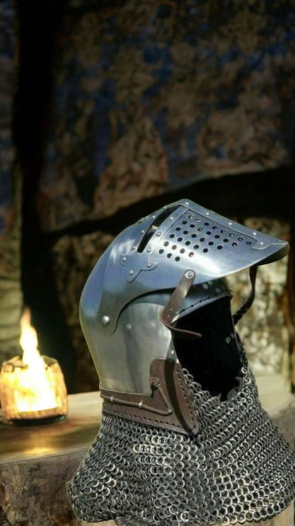 SCA Medieval Bascinet, Medieval Knight Helmet for SCA and Reenactment