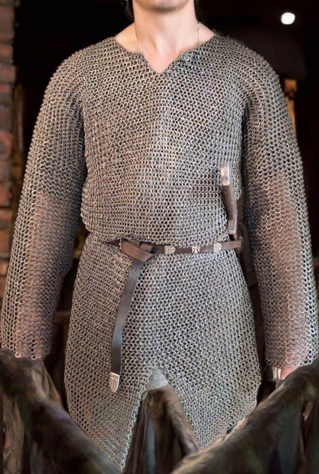 Maille Hauberk, 13th century medieval maille shirt, Chainmail shirt full harness.