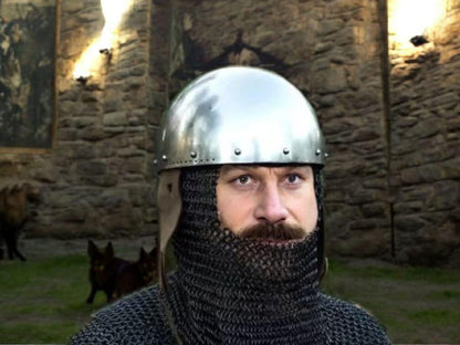 Medieval Cervelliere helmet, steel skull cap for medieval reenactment, battle ready helmet