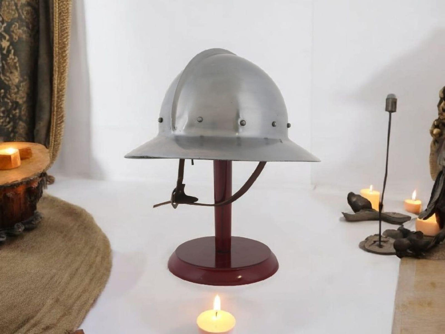 Kettle helmet, solid steel medieval kettle helmet for reenactment