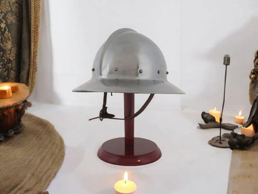 Kettle helmet, solid steel medieval kettle helmet for reenactment