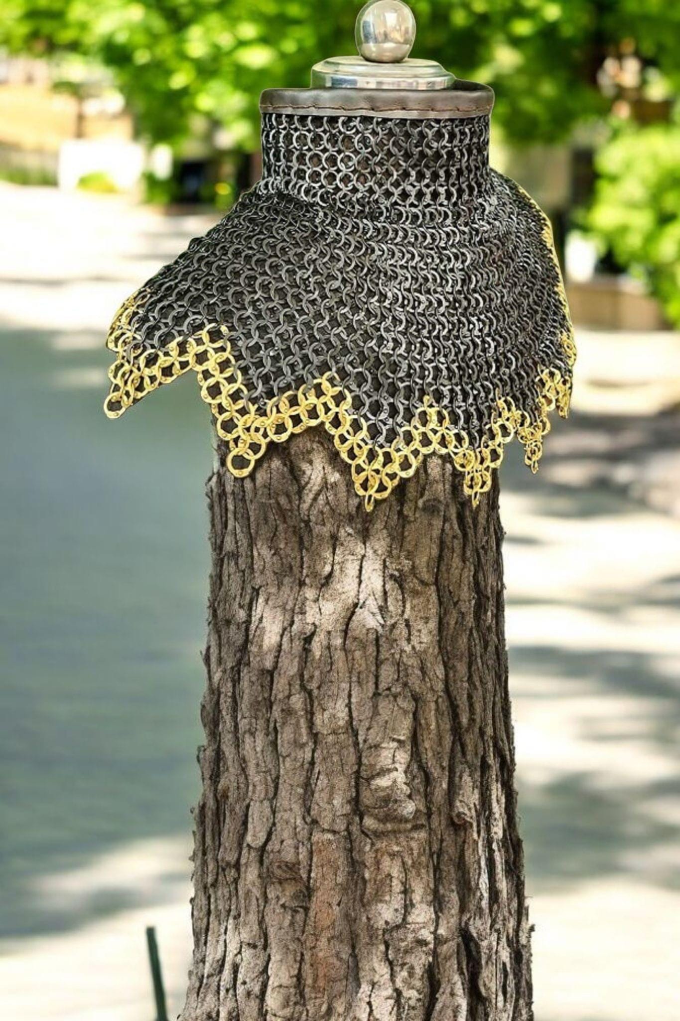 Maille Collar, Bishops Mantle, Medieval Rivited Maille collar 9mm rings for Reenactment, brass rings