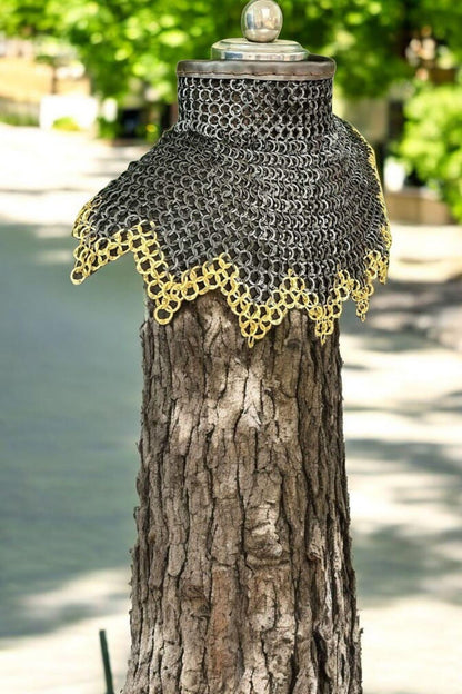 Maille Collar, Bishops Mantle, Medieval Rivited Maille collar 9mm rings for Reenactment, brass rings