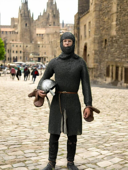 Maille Hauberk, 13th century medieval maille shirt, Chainmail shirt full harness.
